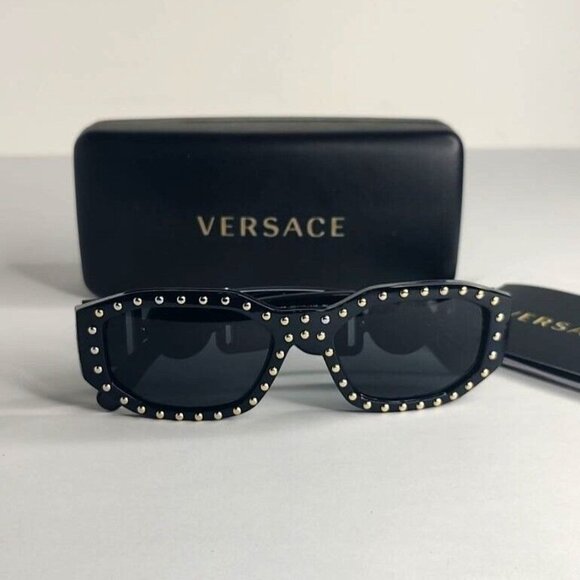 VERSACE Sunglasses VE4361 539787  Medusa Biggie Black Gold Studs  Rectangle - Picture 5 of 15